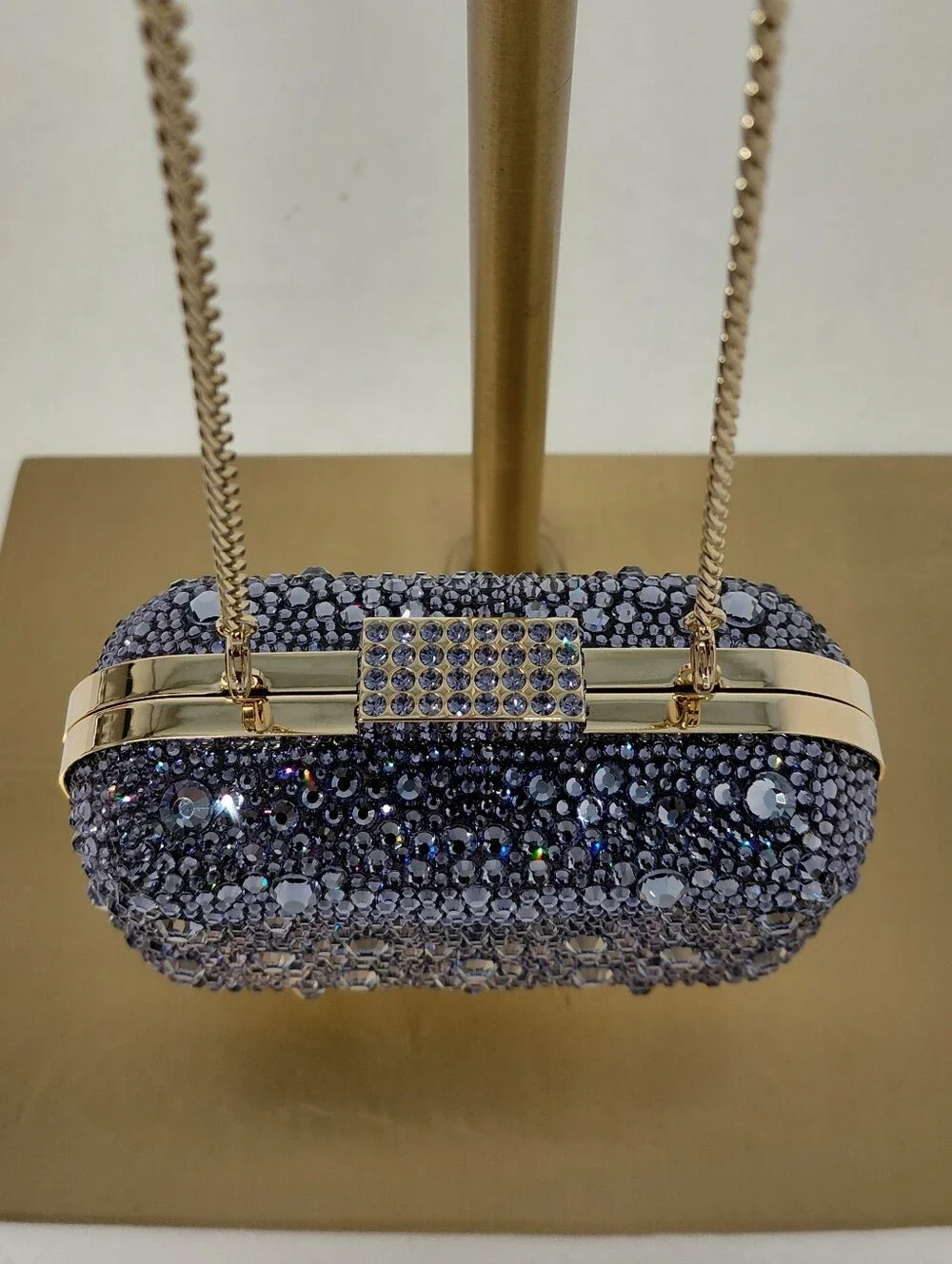 Jimmy Choo Women's Purple Crystal-Embellished Minaudière Clutch Bag